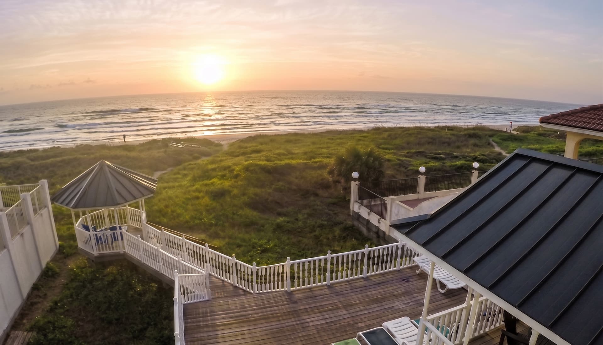 Floor Three: sunset off the back deck with Gulf and dune views